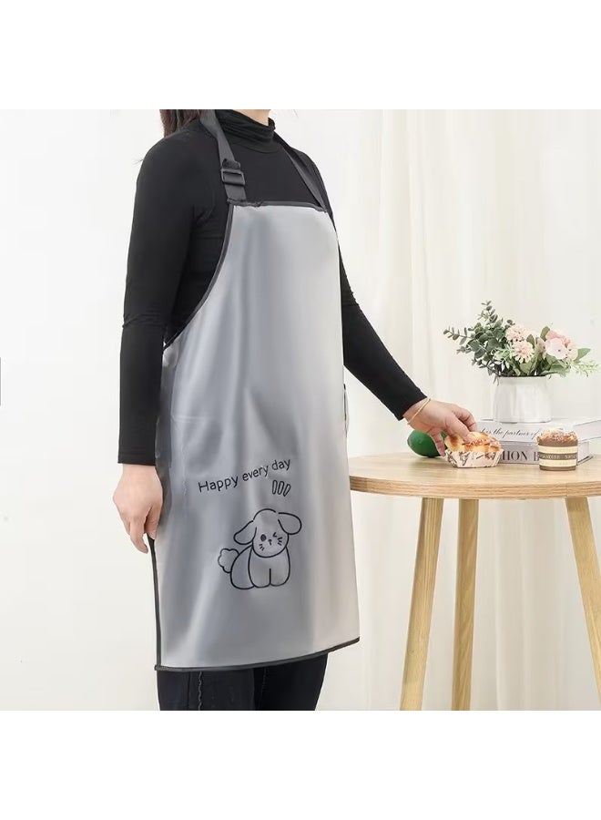 هابي هوم مريلة مطبخ من TPU – شفافة وخفيفة الوزن، مقاومة للماء والزيوت وسهلة التنظيف، برسمة كلب كرتوني لطيف ونقشة مخططة، تصميم أنيق وتريندي يناسب أي ستايل، مثالية للطهي اليومي، غسيل المواعين، أشغال البيت، هدية رائعة لعيد الأم وربات المنازل 72*60 سم - Image 3